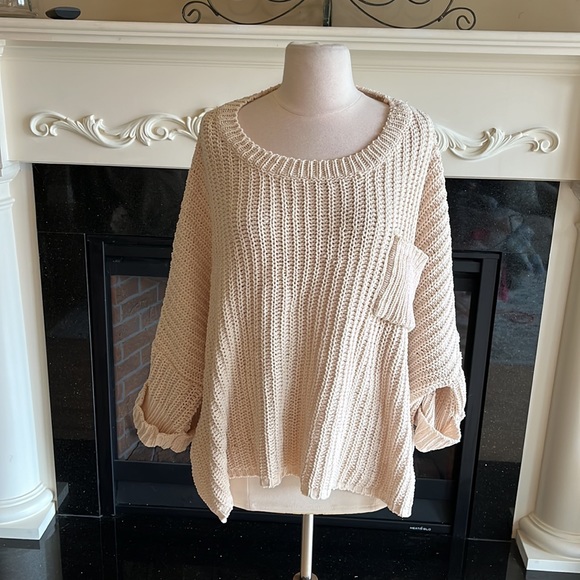 Chunky Knit Sweater Roomy Comfy Crochet Womens One Size - Picture 4 of 15